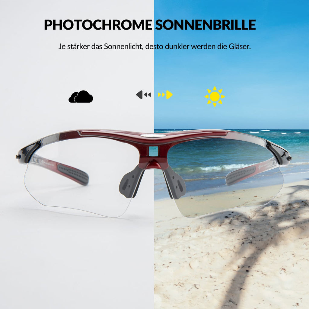 ROCKBROS Photochromic Sportbrillen Mit Austauschbarem Elastischem Stirnband