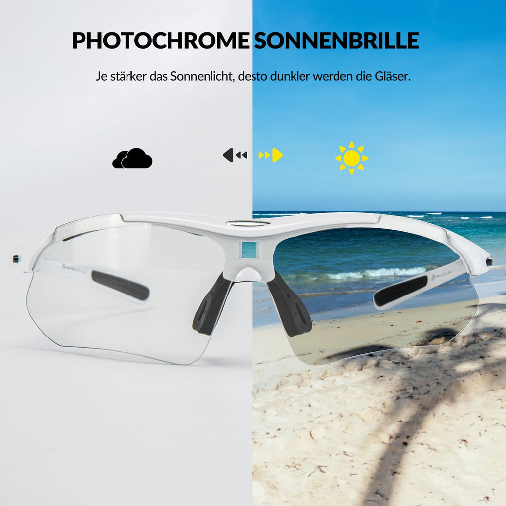ROCKBROS Photochromic Sportbrillen Mit Austauschbarem Elastischem Stirnband