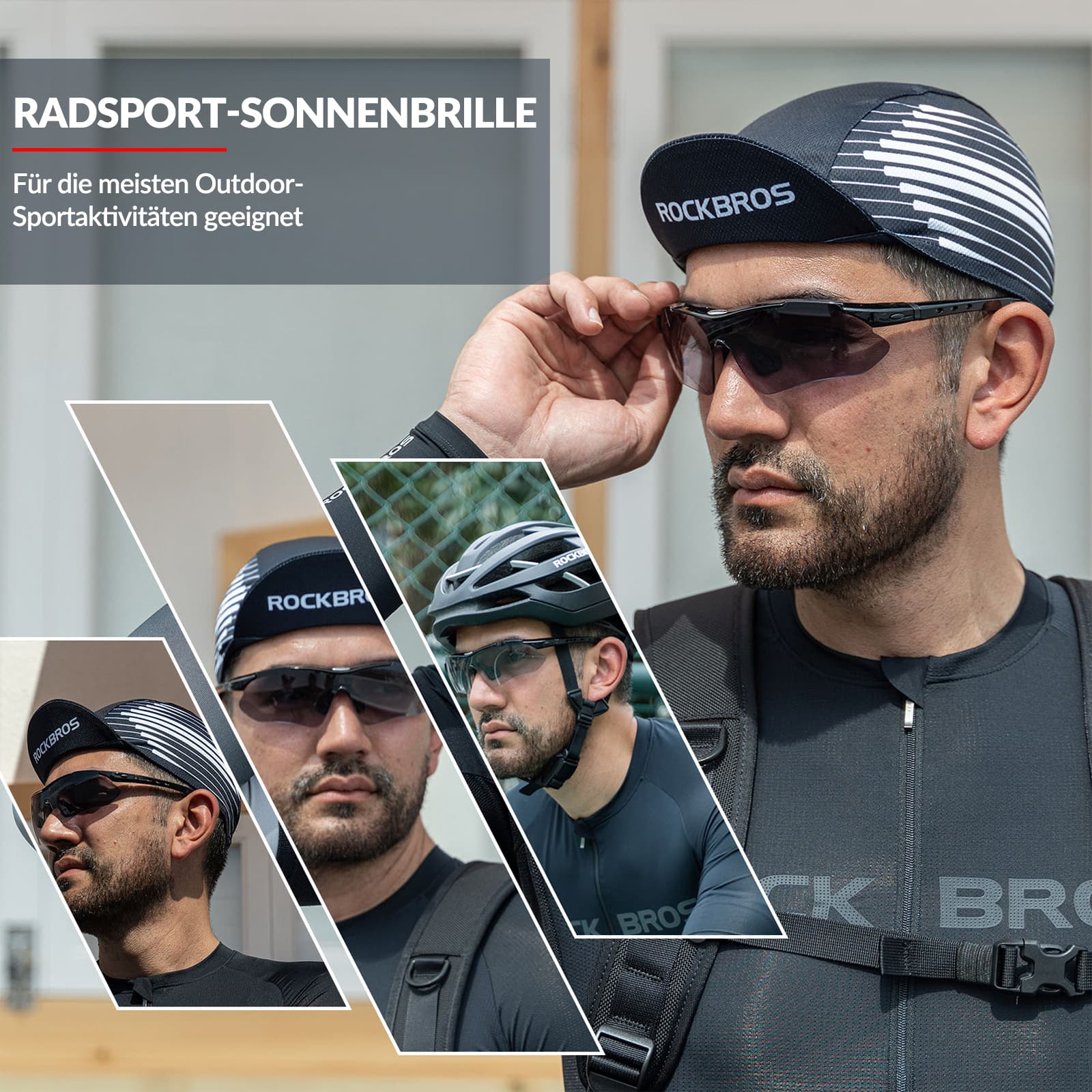 ROCKBROS Photochromic Sportbrillen Mit Austauschbarem Elastischem Stirnband