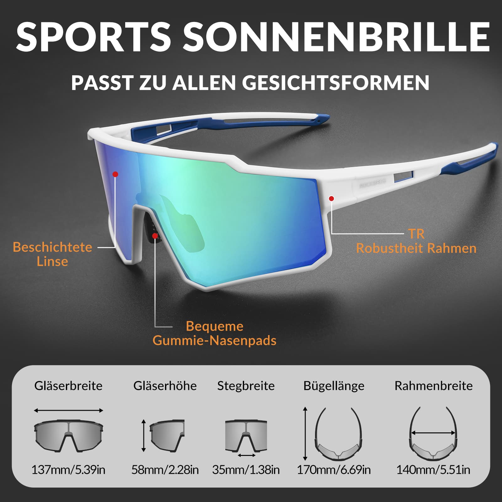 Polarisierte Sport-Sonnenbrille für den Outdoorsport