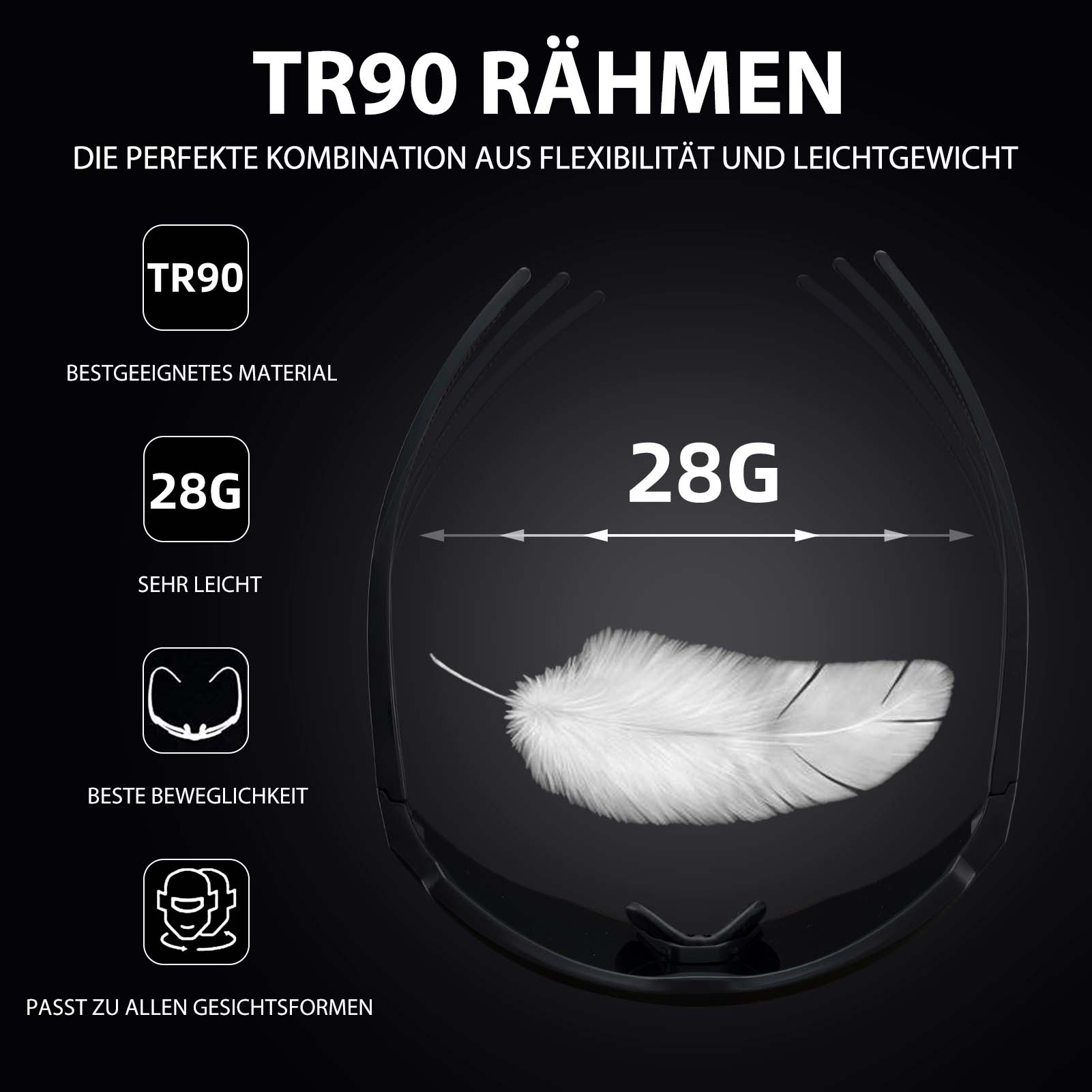 Polarisierte Fahrradbrille mit 4 Wechselgläsern