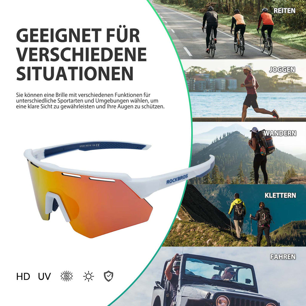 Polarisierte Fahrradbrille mit 4 Wechselgläsern
