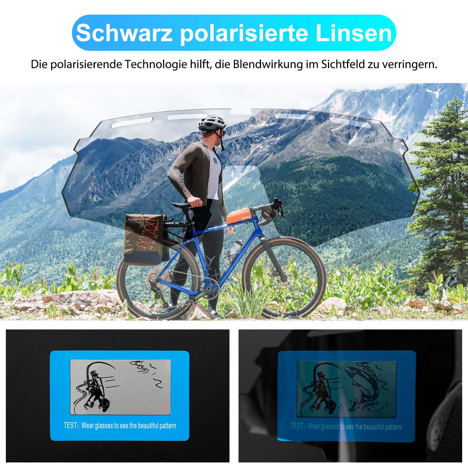 Polarisierte Fahrradbrille mit 4 Wechselgläsern