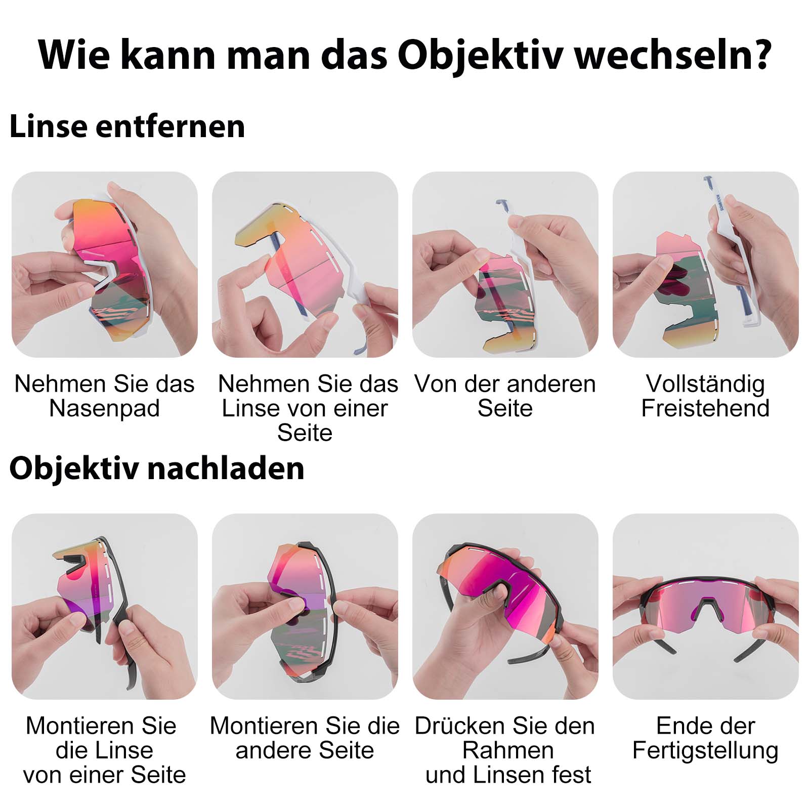Polarisierte Fahrradbrille mit 4 Wechselgläsern