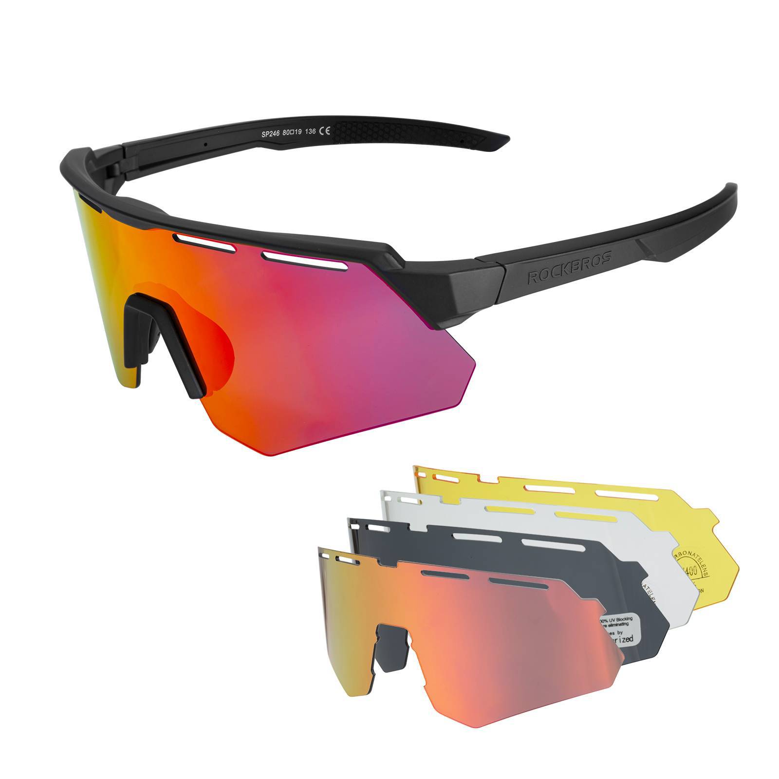 Polarisierte Fahrradbrille mit 4 Wechselgläsern