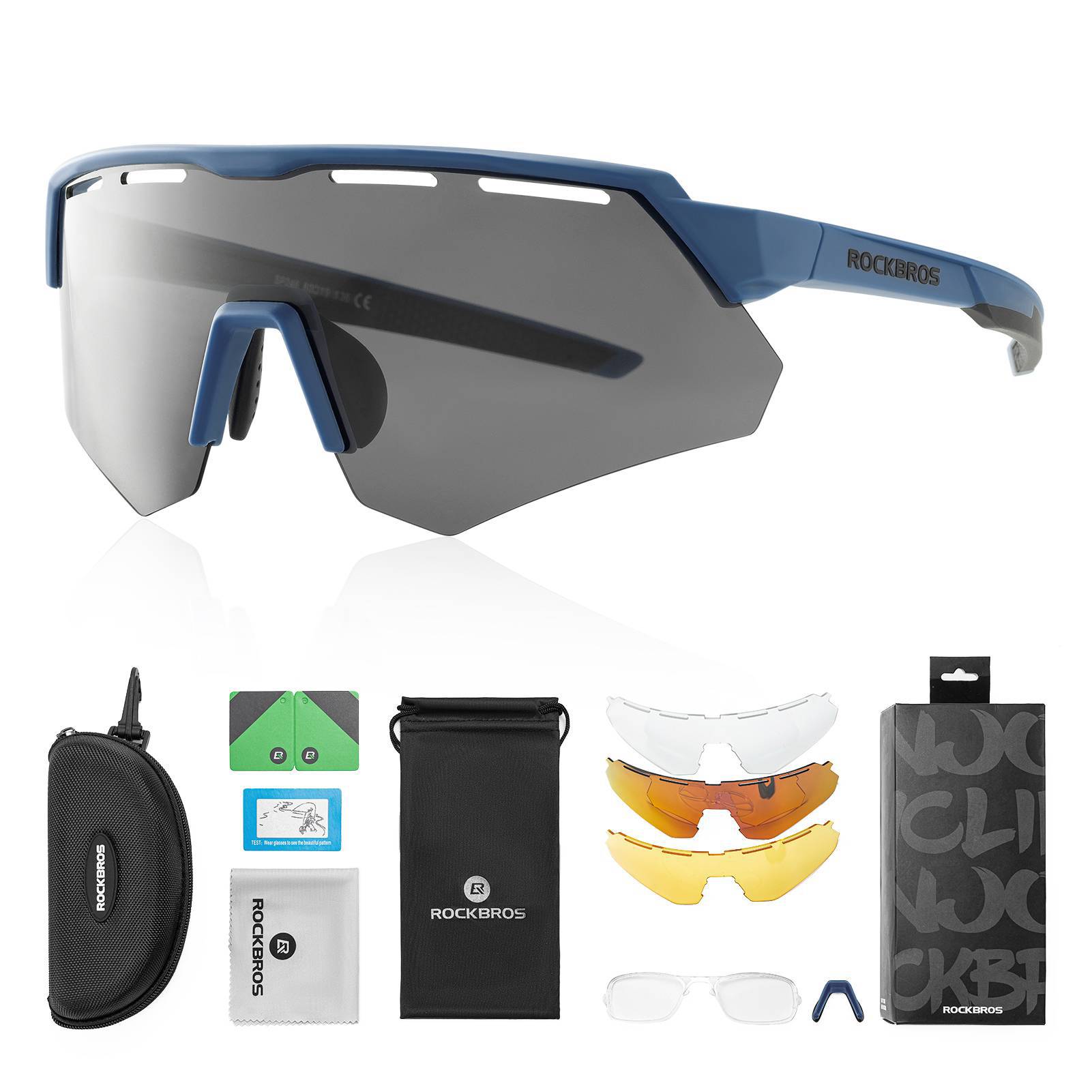 Polarisierte Fahrradbrille mit 4 Wechselgläsern