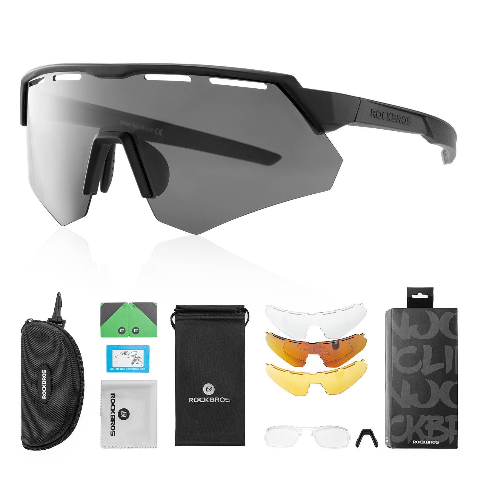 Polarisierte Fahrradbrille mit 4 Wechselgläsern