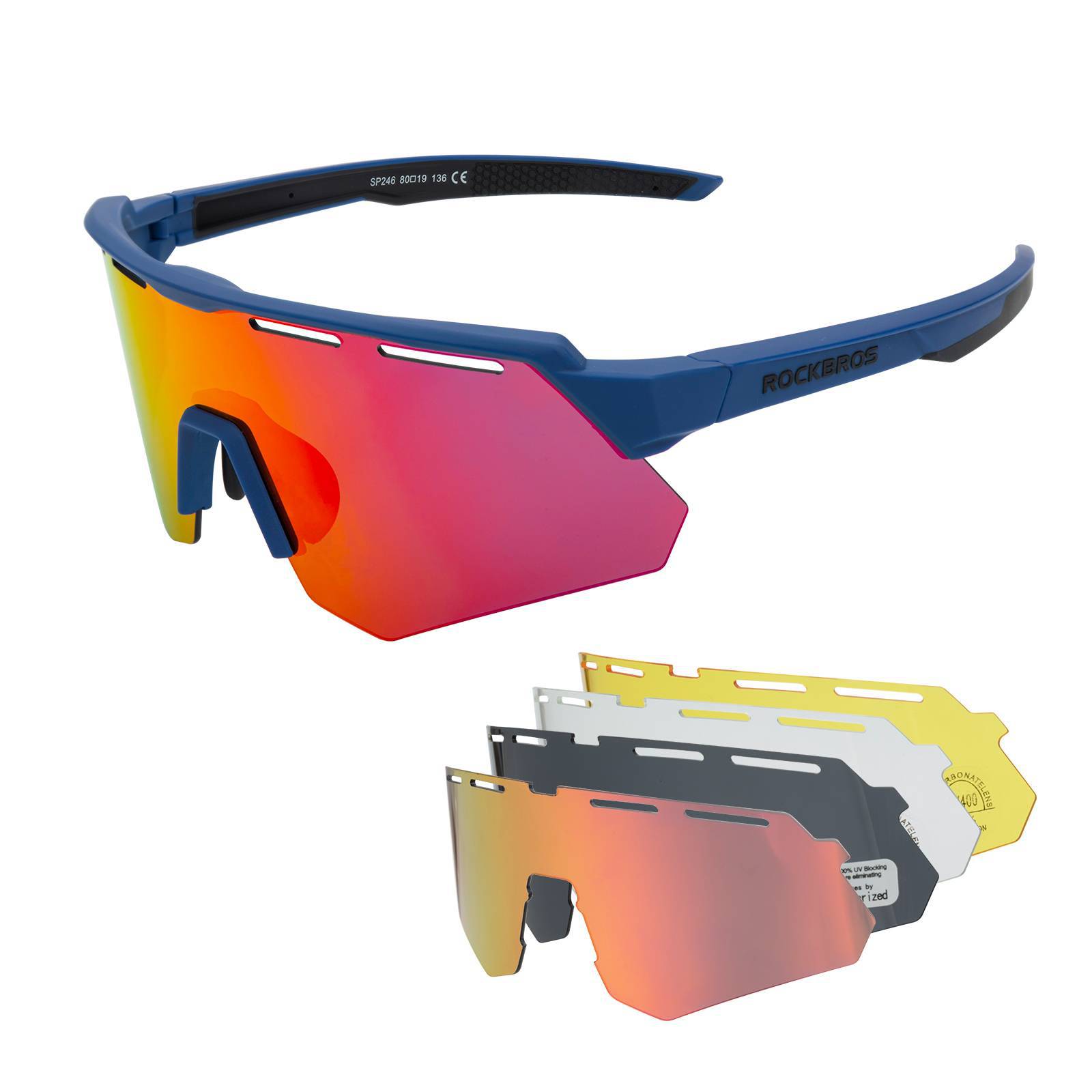 Polarisierte Fahrradbrille mit 4 Wechselgläsern