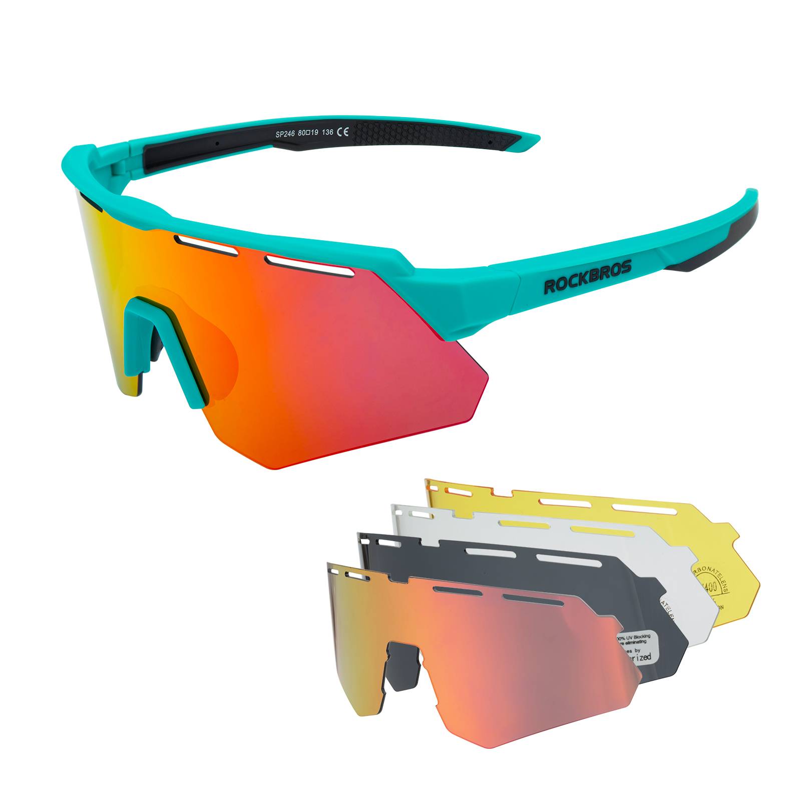 Polarisierte Fahrradbrille mit 4 Wechselgläsern