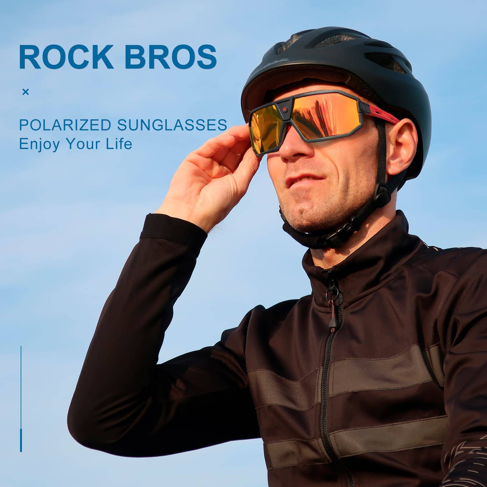 ROCKBROS Polarisierte Sonnenbrille Fahrradbrille Unisex Schwarz-Rot