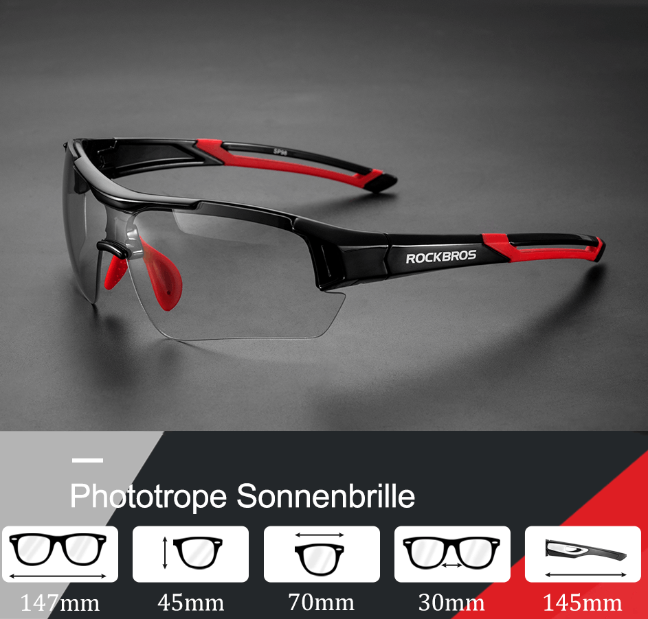 ROCKBROS Radbrille Sonnenbrille Halbrahmen Photochromatische Brille