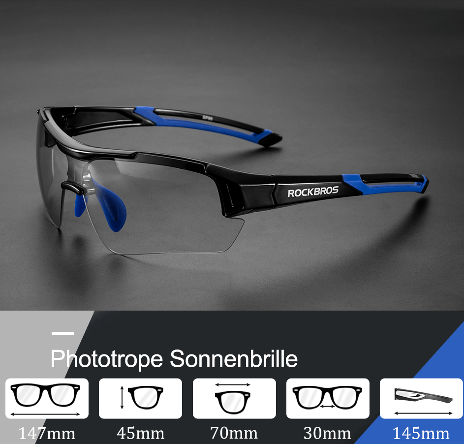 ROCKBROS Radbrille Sonnenbrille Halbrahmen Photochromatische Brille