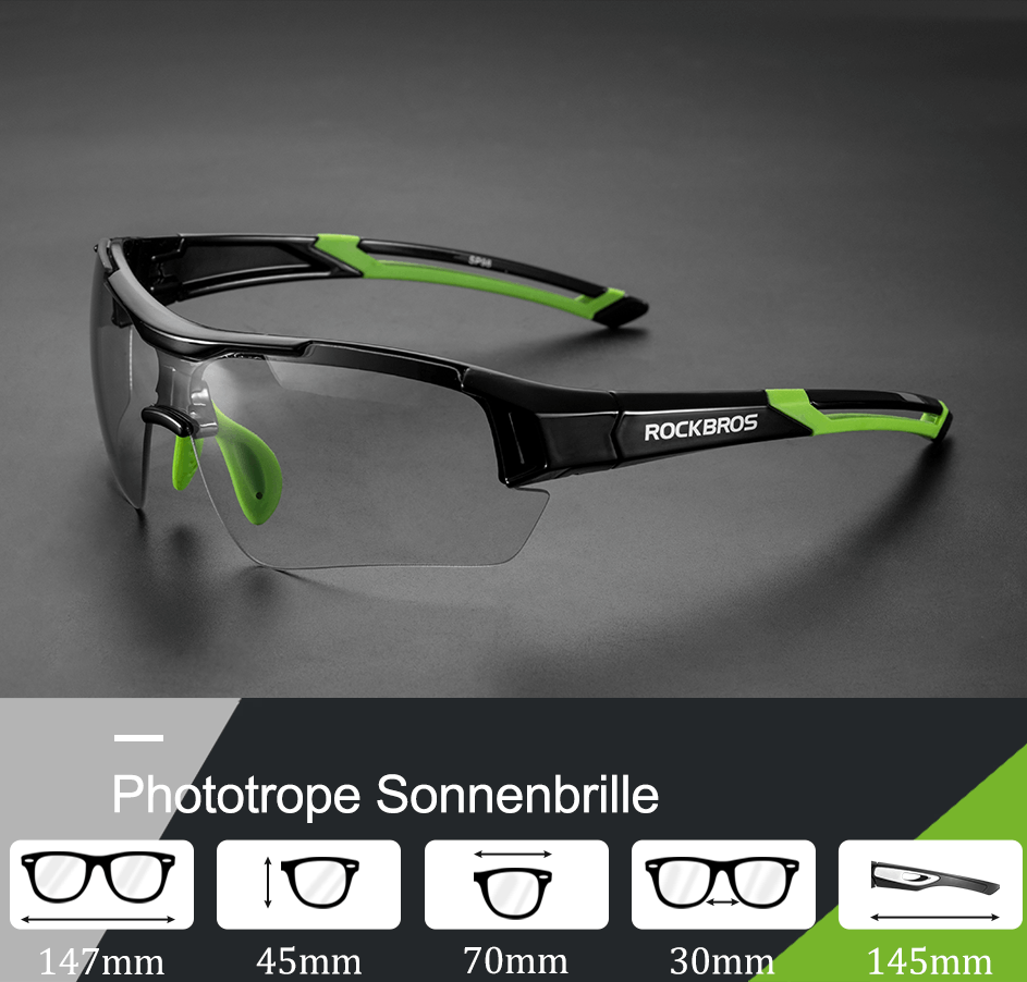 ROCKBROS Radbrille Sonnenbrille Halbrahmen Photochromatische Brille