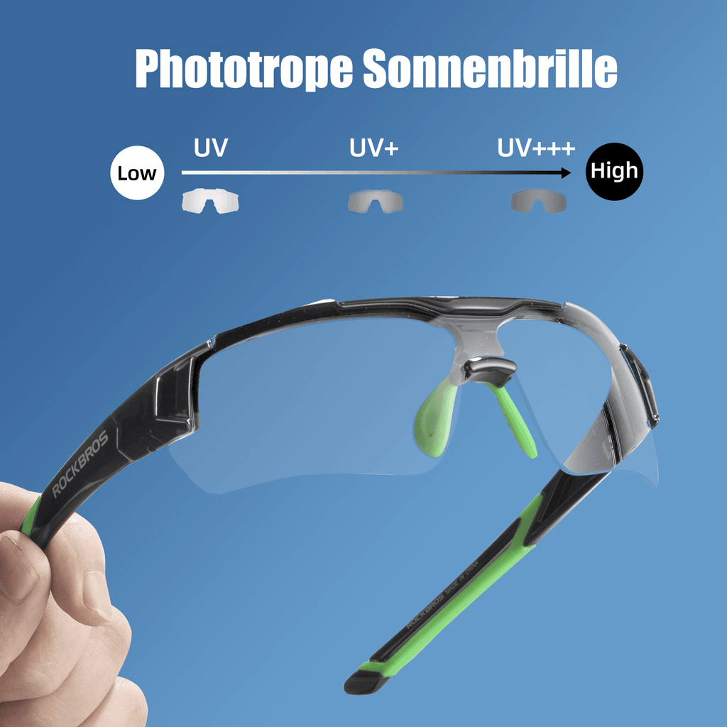 ROCKBROS Radbrille Sonnenbrille Halbrahmen Photochromatische Brille