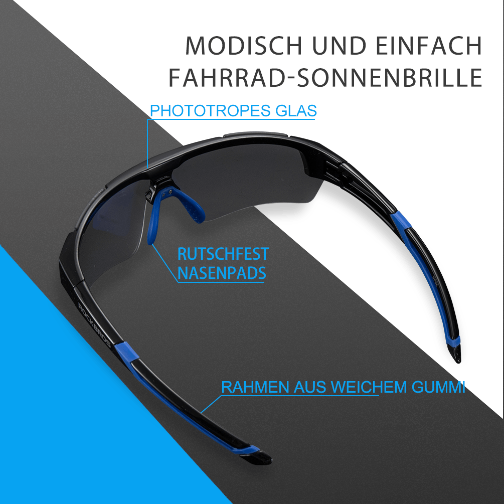 ROCKBROS Radbrille Sonnenbrille Halbrahmen Photochromatische Brille