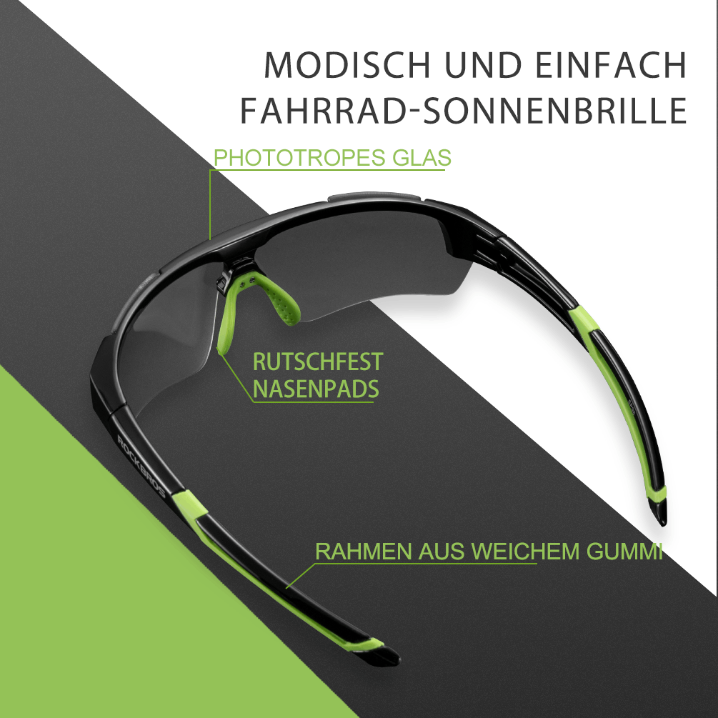 ROCKBROS Radbrille Sonnenbrille Halbrahmen Photochromatische Brille