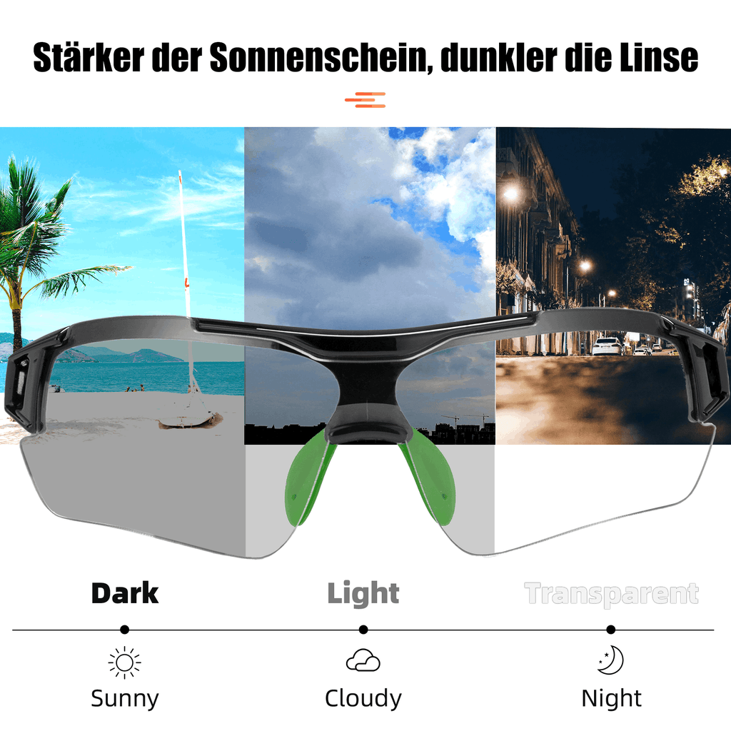 ROCKBROS Radbrille Sonnenbrille Halbrahmen Photochromatische Brille