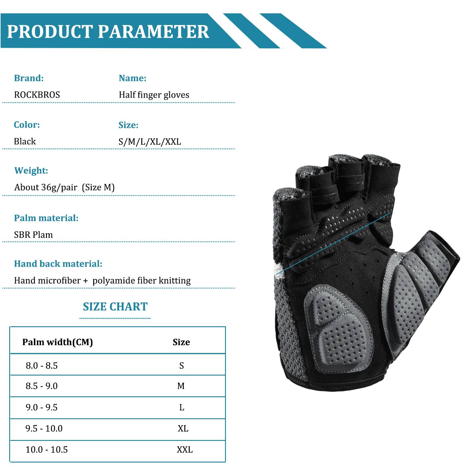 ROCKBROS Radsport Halbfingerhandschuhe Universal Trainingshandschuhe