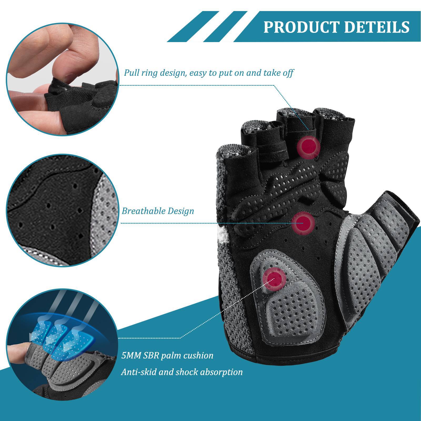 ROCKBROS Radsport Halbfingerhandschuhe Universal Trainingshandschuhe