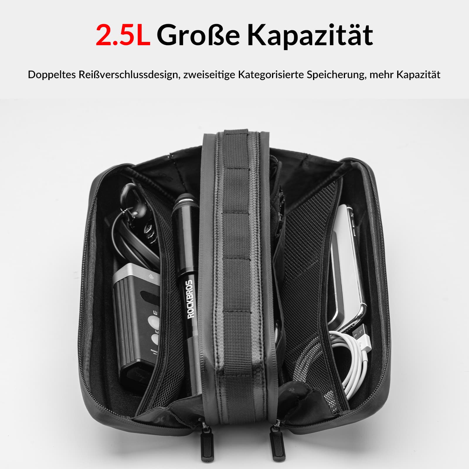 ROCKBROS Rahmentasche Fahrradtasche für MTB, Rennräder 1,5L / 2,5L