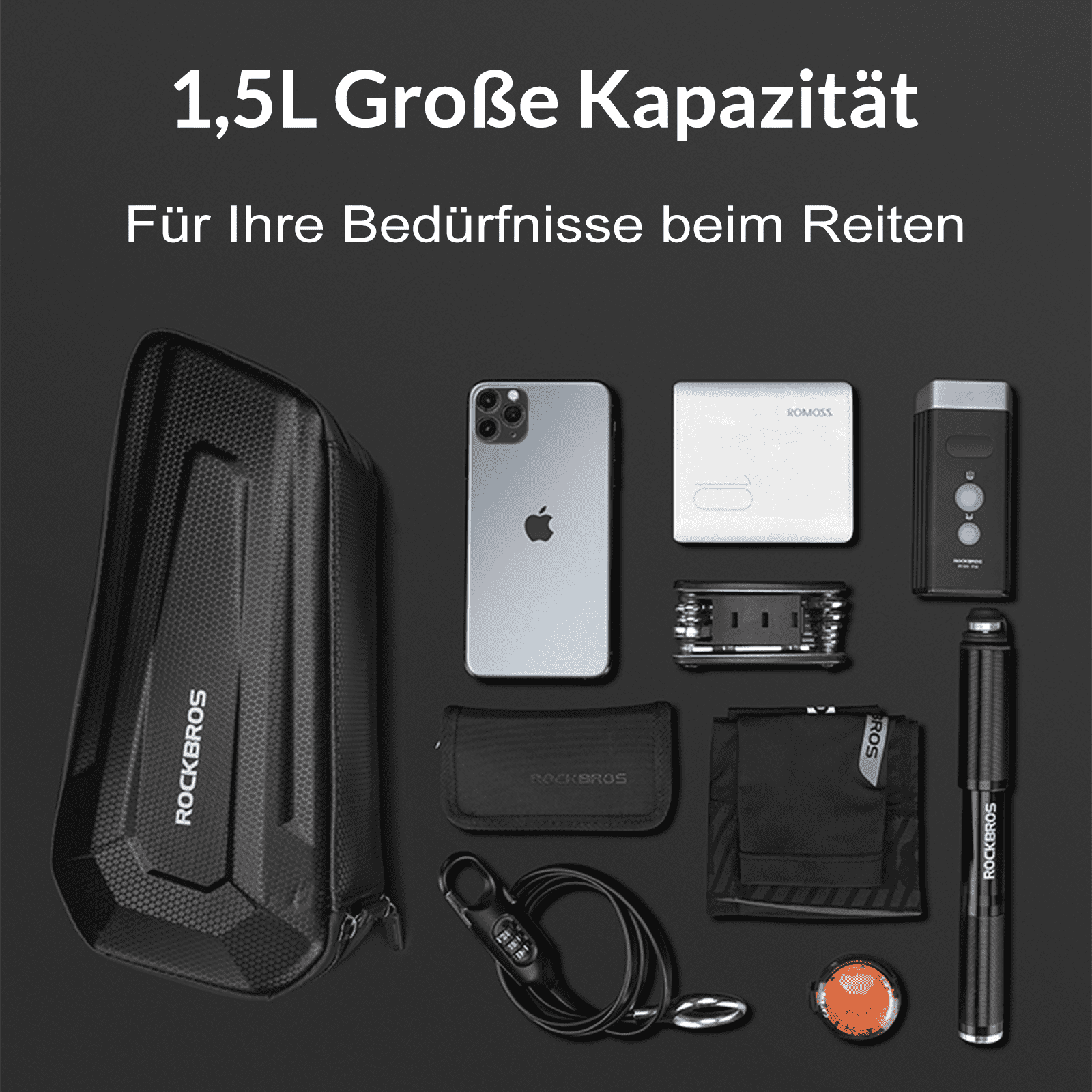 ROCKBROS Rahmentasche Fahrradtasche für MTB, Rennräder 1,5L / 2,5L
