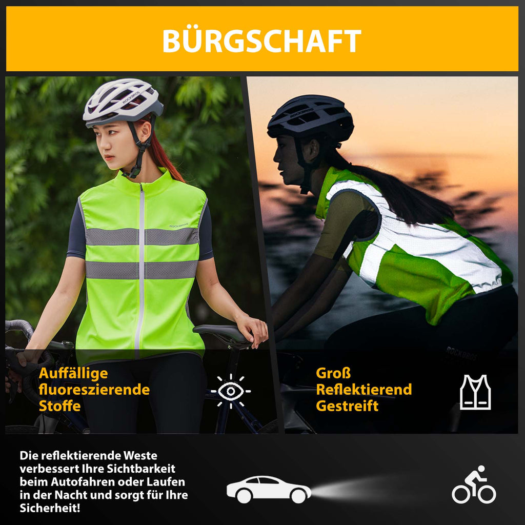 ROCKBROS Reflektierende Weste Reiten Sicherheitsweste Fluoreszierend Grün