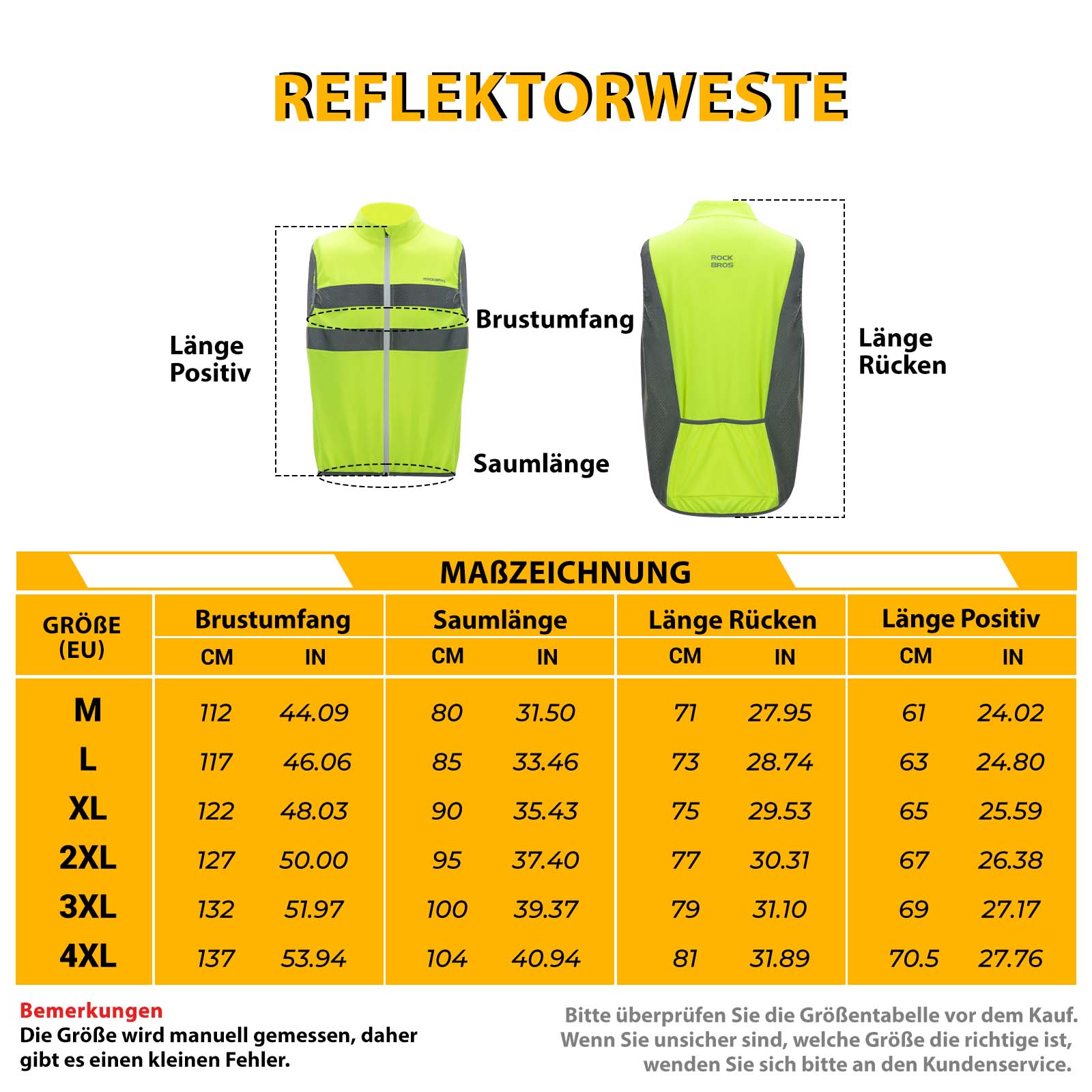 ROCKBROS Reflektierende Weste Reiten Sicherheitsweste Fluoreszierend Grün