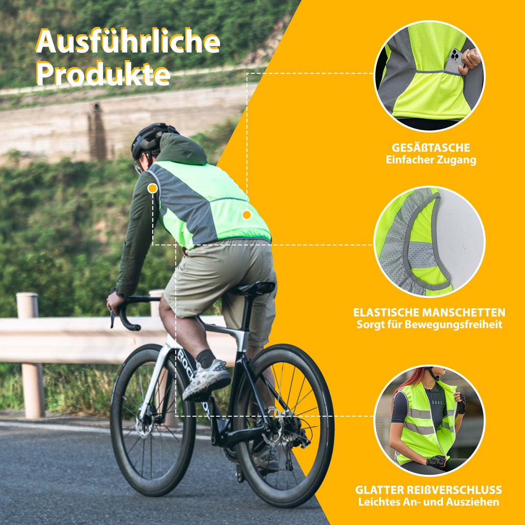 ROCKBROS Reflektierende Weste Reiten Sicherheitsweste Fluoreszierend Grün