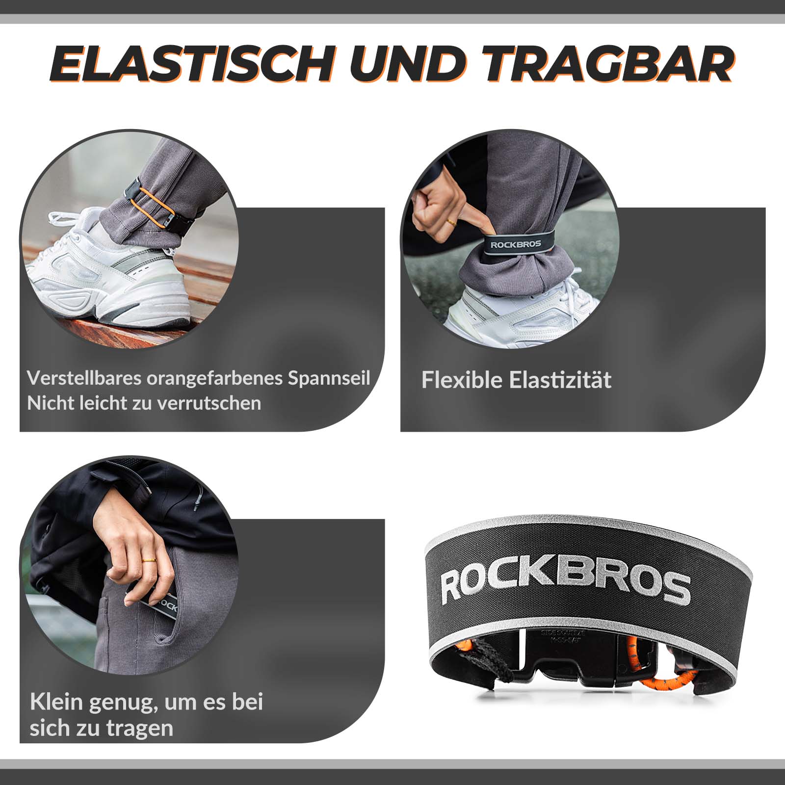 ROCKBROS Reflektorbänder Elastisch Fahrrad Reflektorband 1 Paar