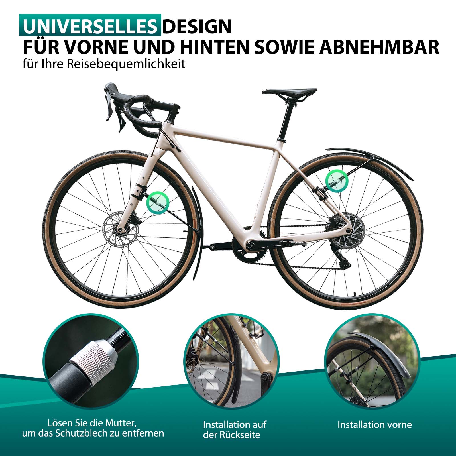 ROCKBROS Rennrad Schutzblech Set für 27,5 Zoll Fahrräder Quick-Release