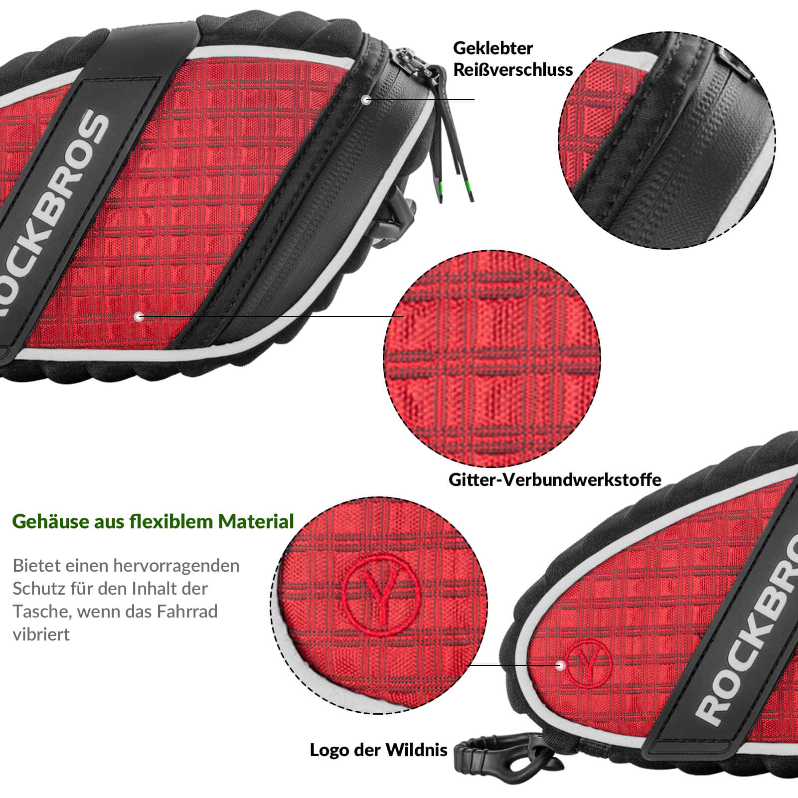ROCKBROS Satteltaschen Fahrradsitz Taschen mit Rücklichthalter 1L