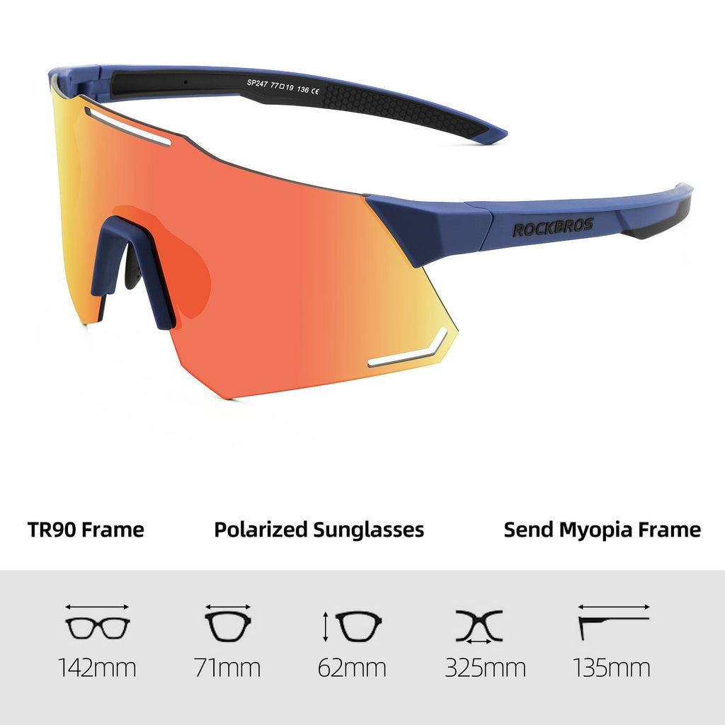 ROCKBROS Sonnenbrille UV400 Schutz Radsportbrille für Damen/ Herren