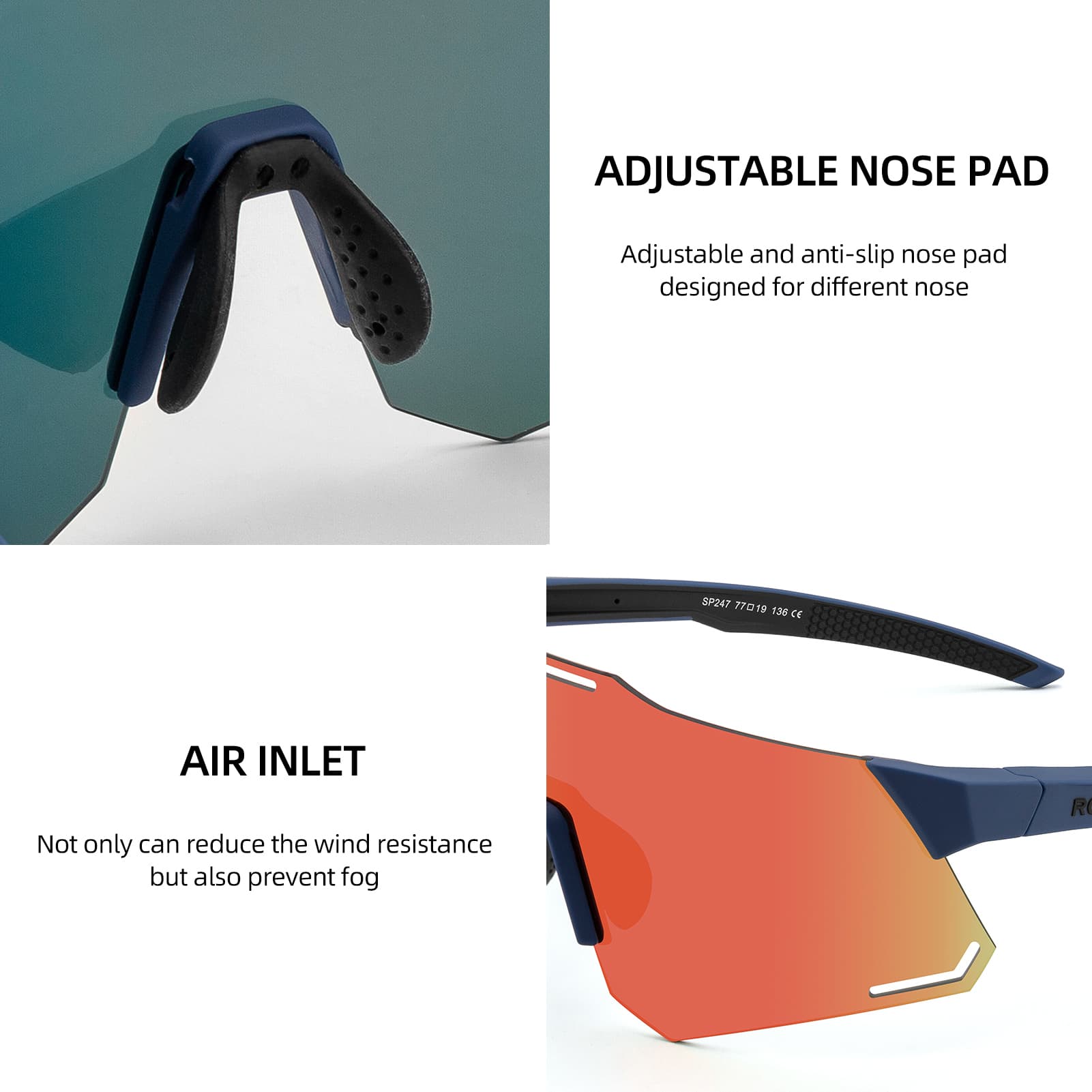 ROCKBROS Sonnenbrille UV400 Schutz Radsportbrille für Damen/ Herren