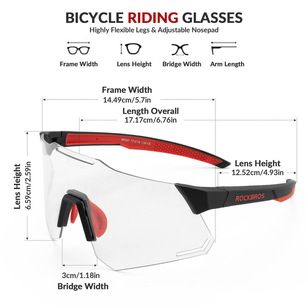 ROCKBROS Sonnenbrille UV400 Schutz Radsportbrille für Damen/ Herren