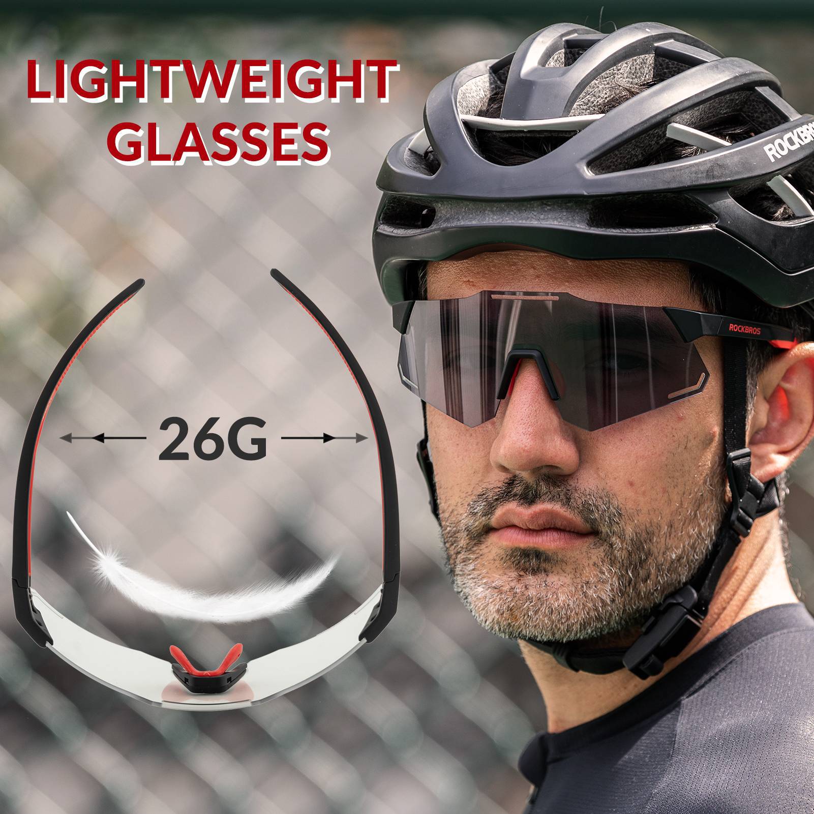 ROCKBROS Sonnenbrille UV400 Schutz Radsportbrille für Damen/ Herren