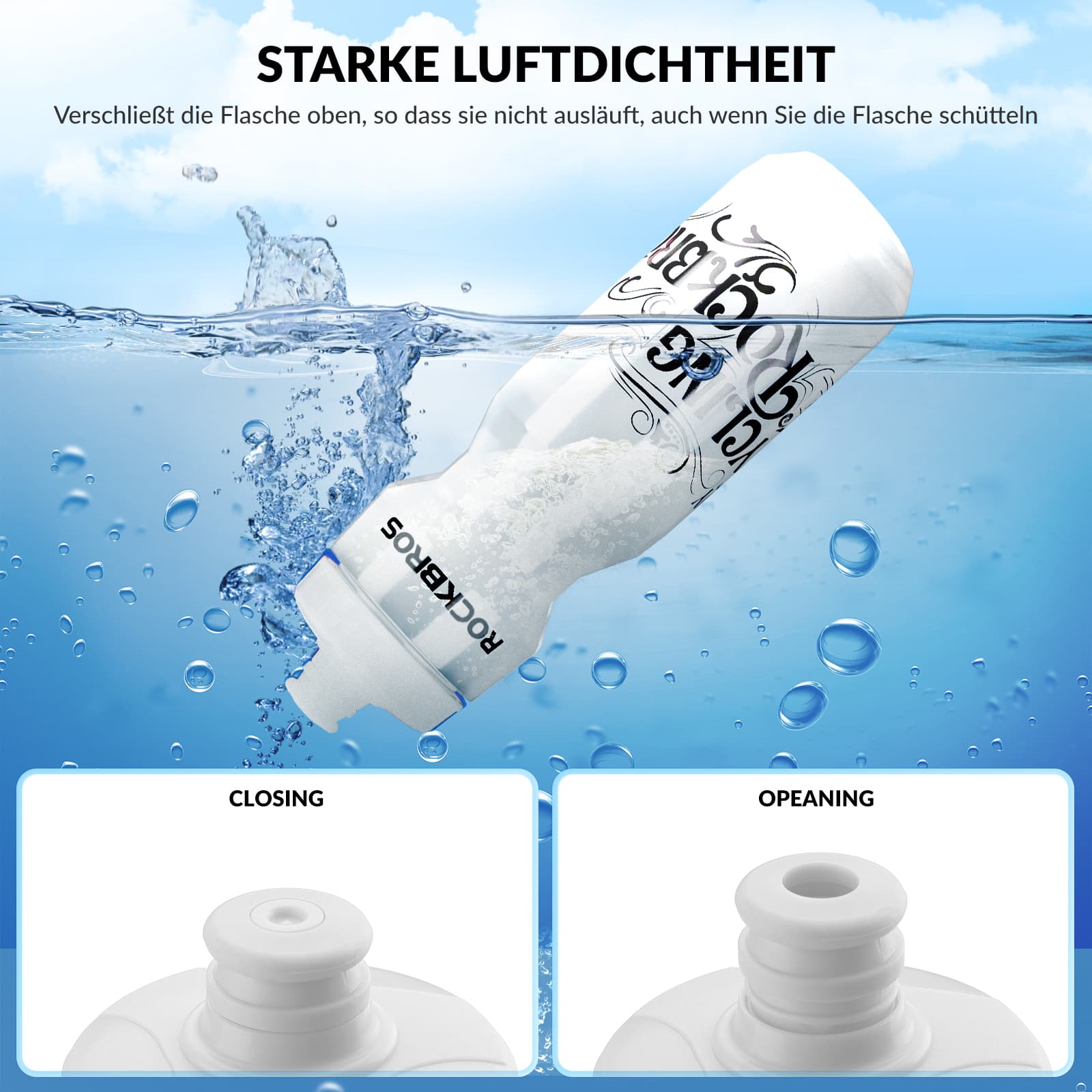 ROCKBROS Sport Trinkflasche 750ml Fahrrad Wasserflasche BPA-Frei