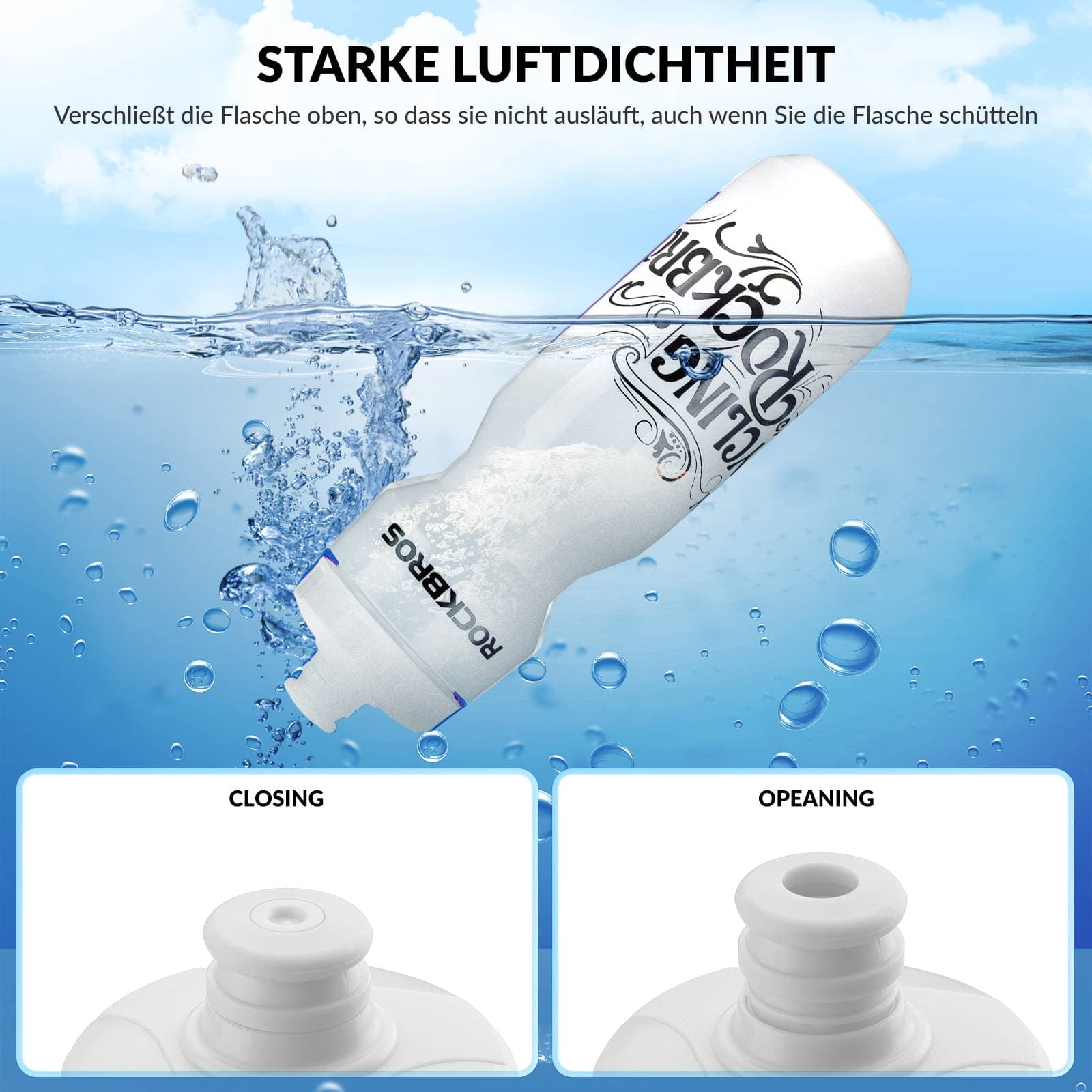 ROCKBROS Sport Trinkflasche 750ml Fahrrad Wasserflasche BPA-Frei