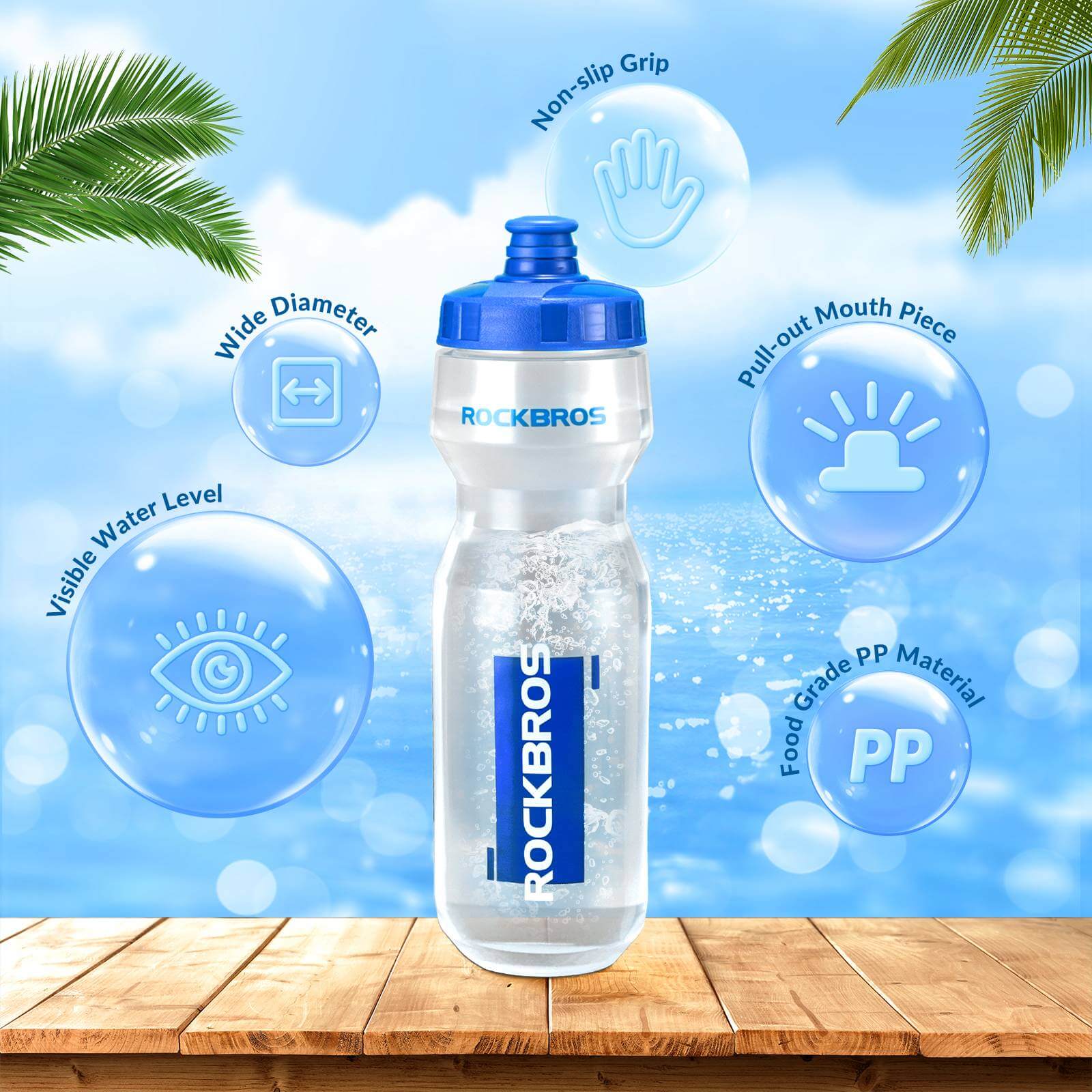 ROCKBROS Sport Trinkflasche 750ml Fahrrad Wasserflasche BPA-Frei