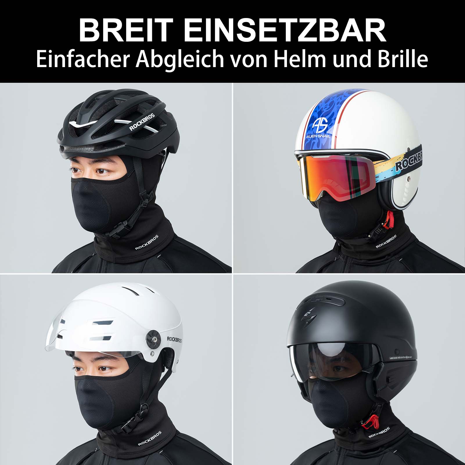ROCKBROS Sturmhaube Balaclava Herbst Winter Skimaske Atmungsaktiv Gesichtshaube