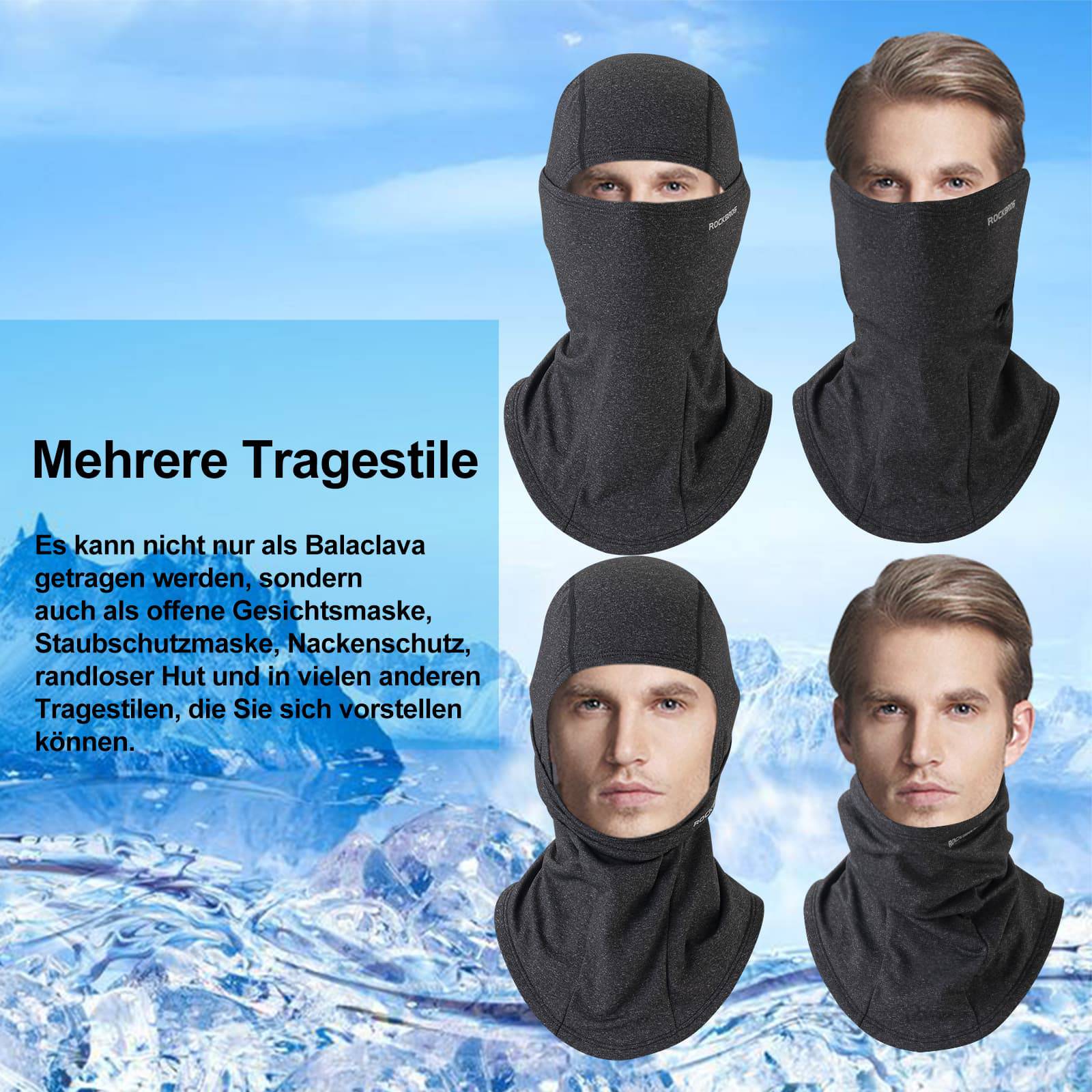 ROCKBROS Sturmhaube 2er Set Herbst Winter Balaclava für Outdoorsports Unisex