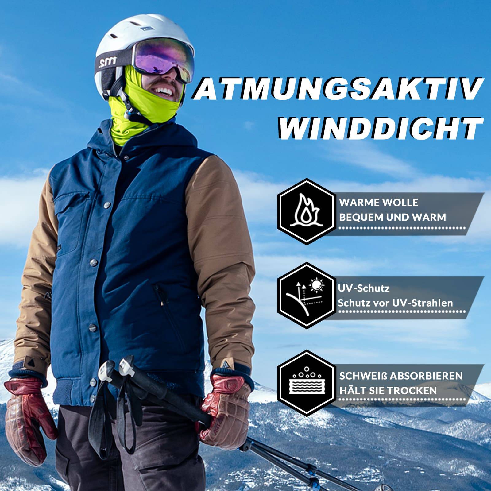ROCKBROS Sturmhaube 2er Set Herbst Winter Balaclava für Outdoorsports Unisex