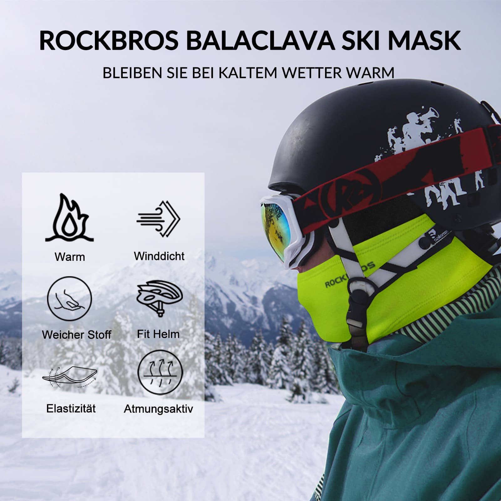 ROCKBROS Sturmhaube 2er Set Herbst Winter Balaclava für Outdoorsports Unisex