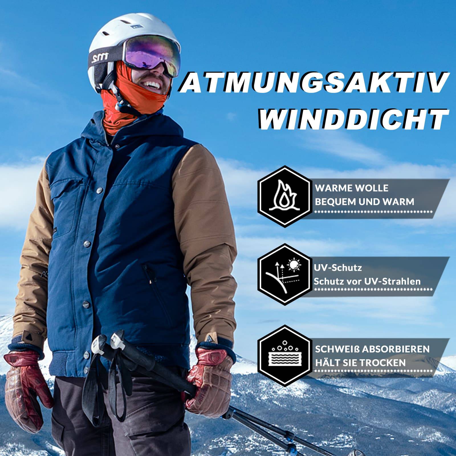 ROCKBROS Sturmhaube 2er Set Herbst Winter Balaclava für Outdoorsports Unisex