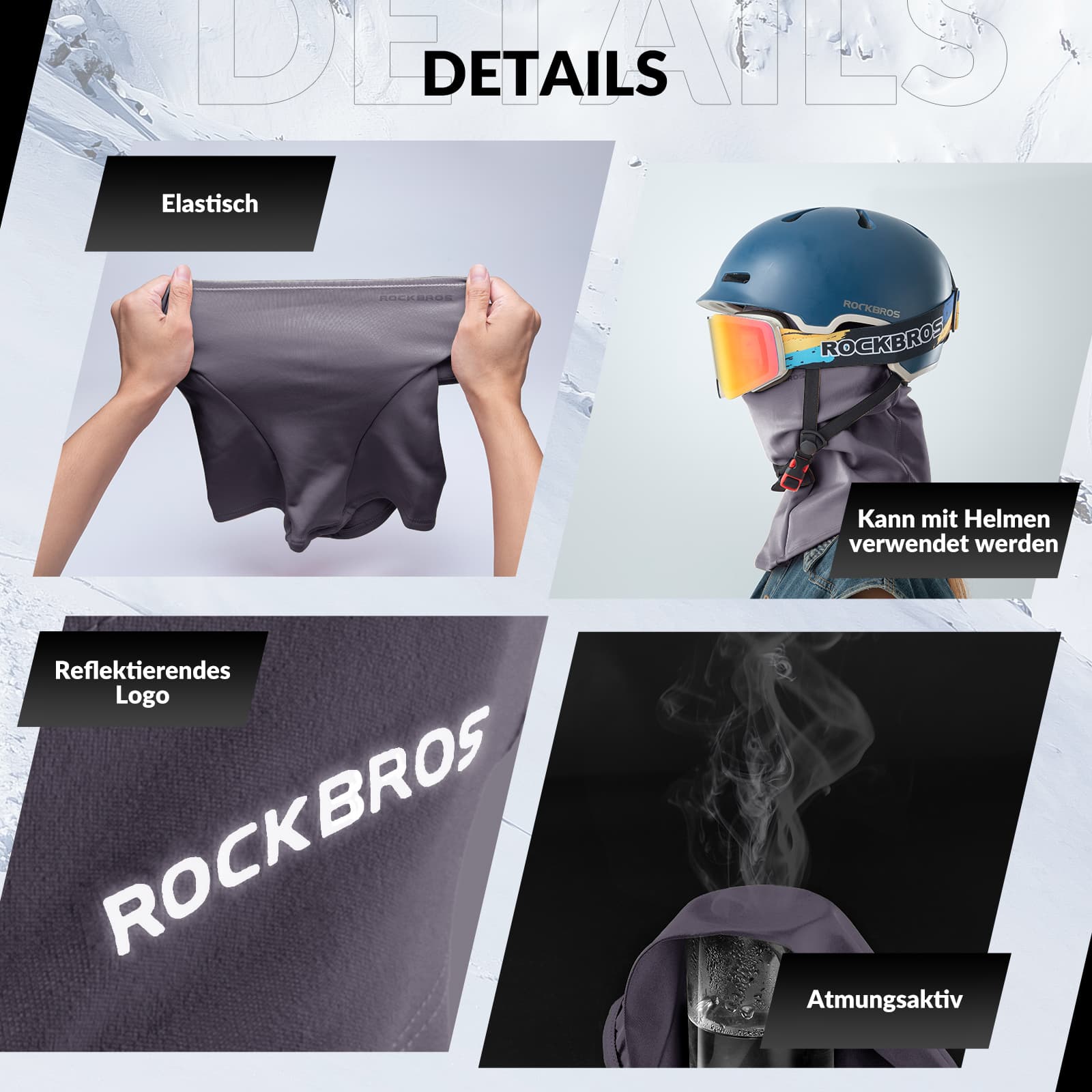 ROCKBROS Sturmhaube 2er Set Herbst Winter Balaclava für Outdoorsports Unisex