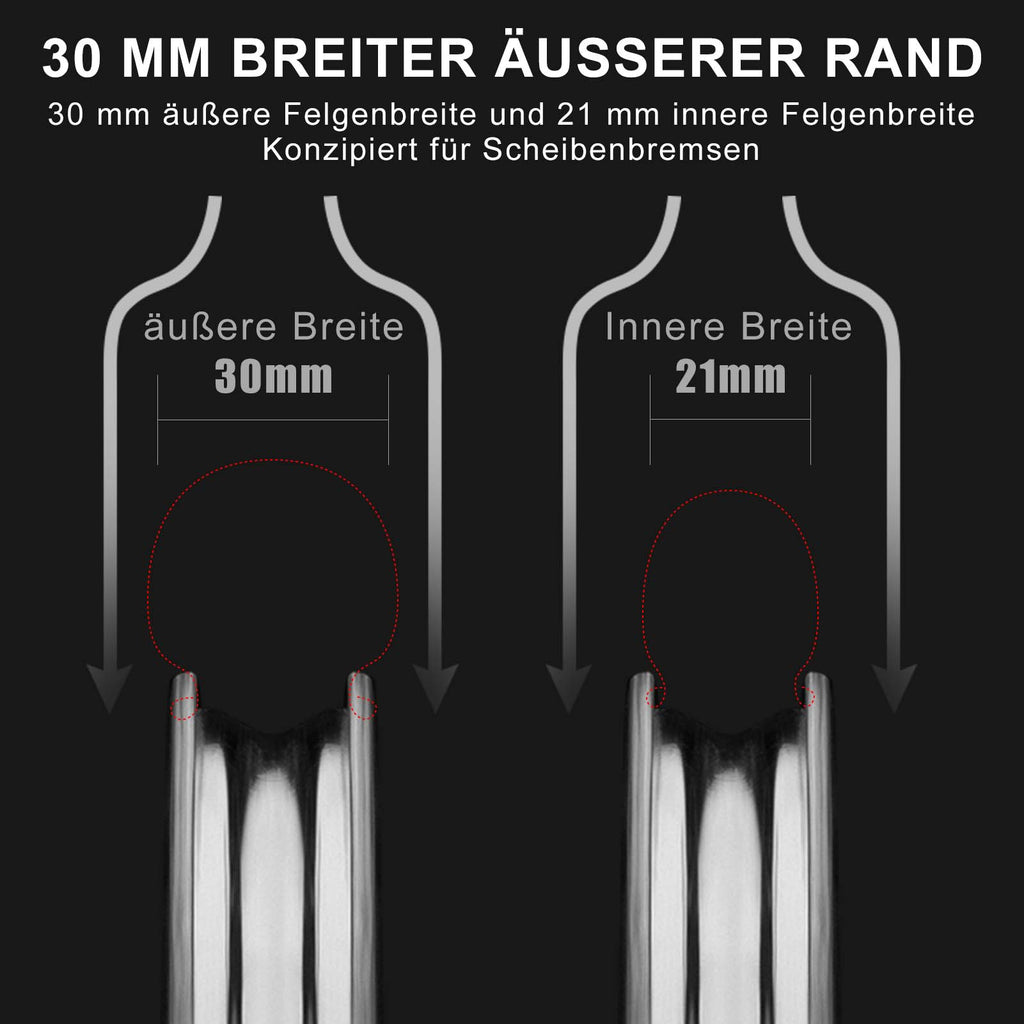 ROCKBROS T700 Carbon Laufradsatz 55mm Scheibenbremse Steckachse Laufrad Set für Rennrad Inklusive Vakuum-Reifenkissen