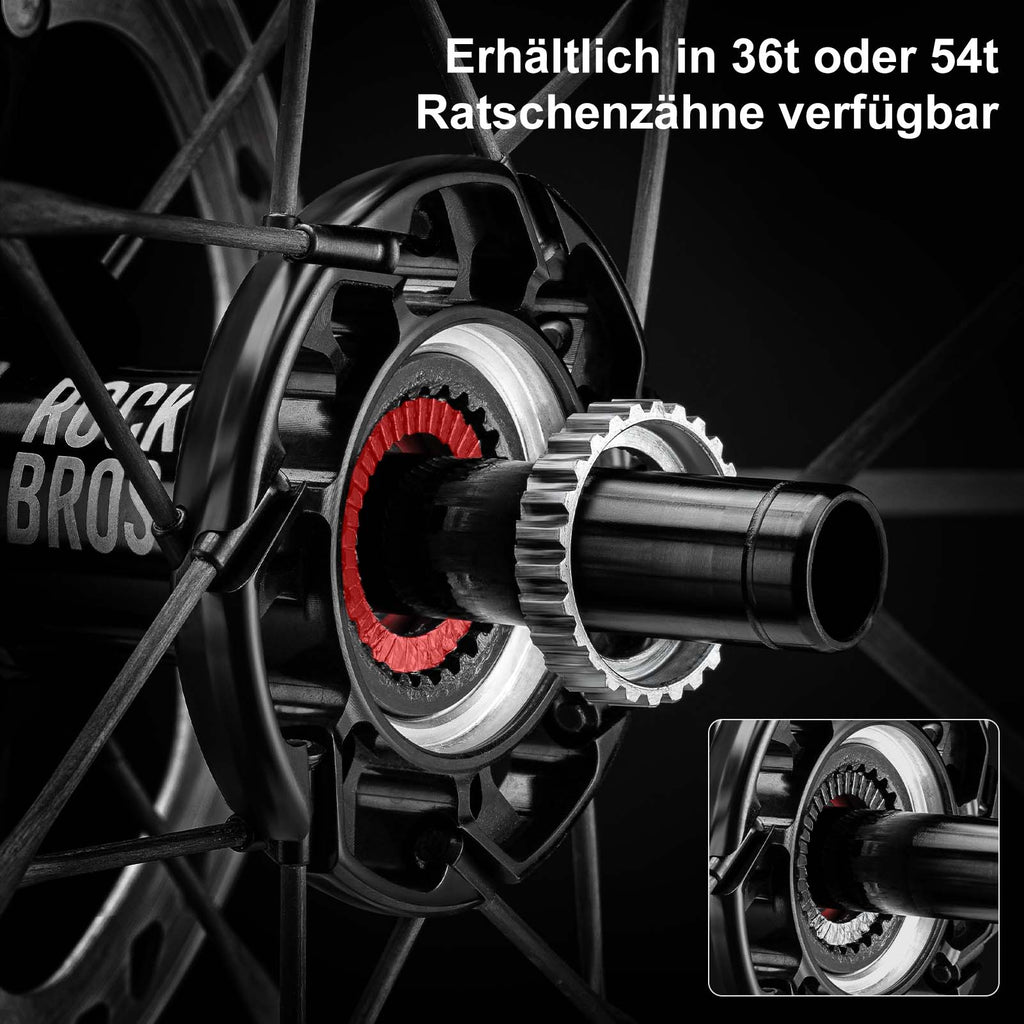 ROCKBROS T700 Carbon Laufradsatz 55mm Scheibenbremse Steckachse Laufrad Set für Rennrad Inklusive Vakuum-Reifenkissen