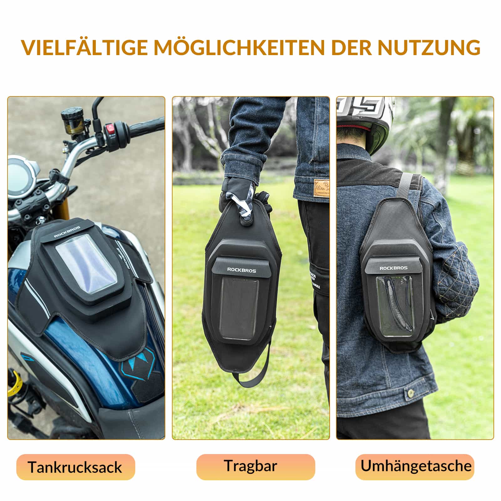 ROCKBROS Tankrucksack Motorrad Beintasche mit Magnetische-Absaugung
