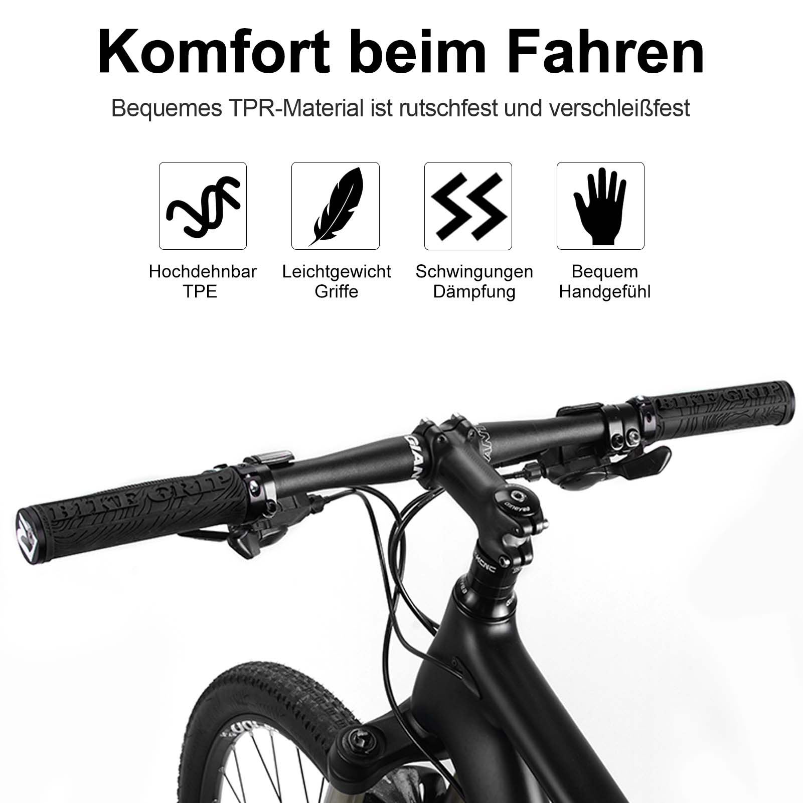 ROCKBROS Ultra-Leicht Fahrradgriffe aus Gummi mit Aluminium Lock-on Design