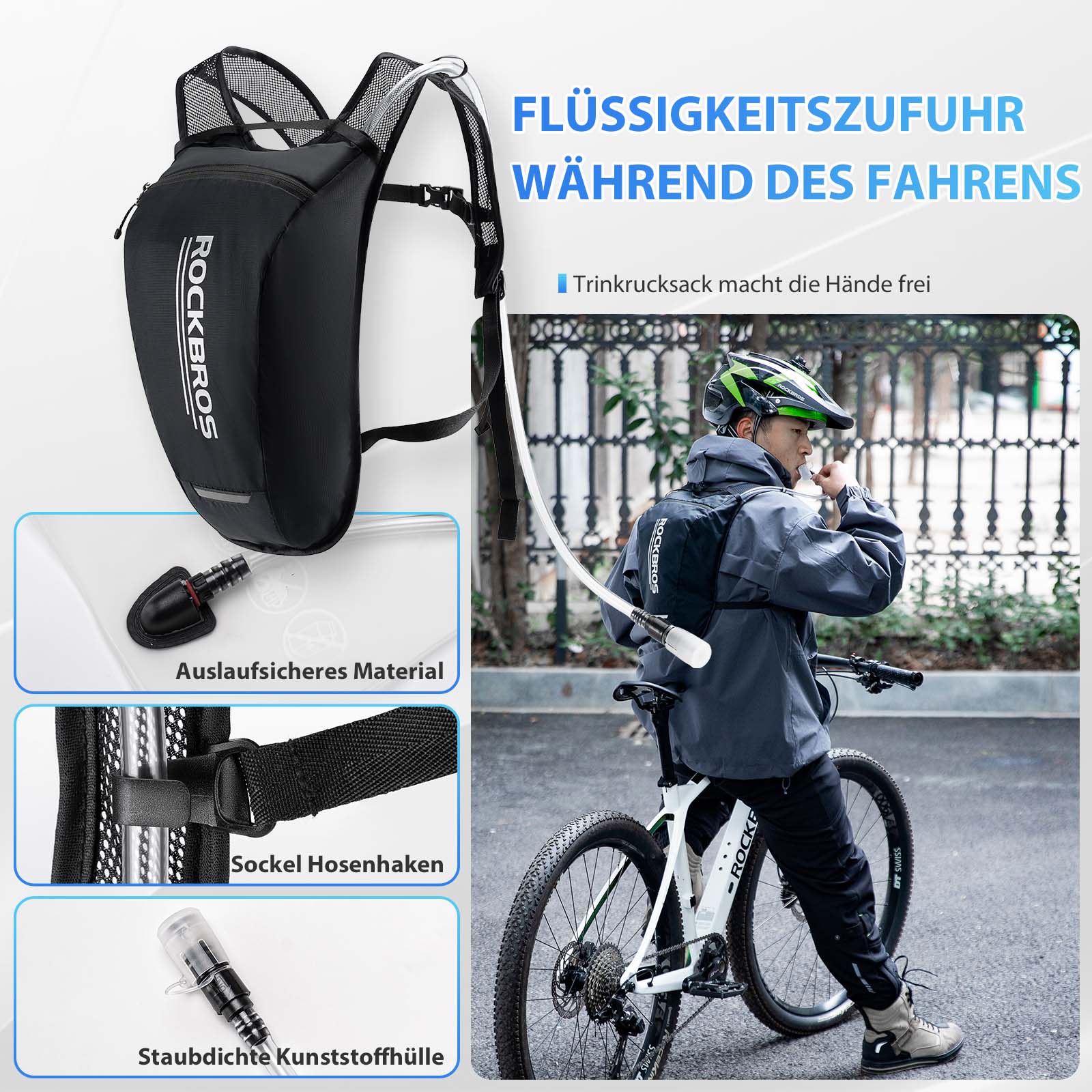 ROCKBROS Ultraleicht Trinkblase Rucksack Fahrradrucksack mit Trinksystem 2L
