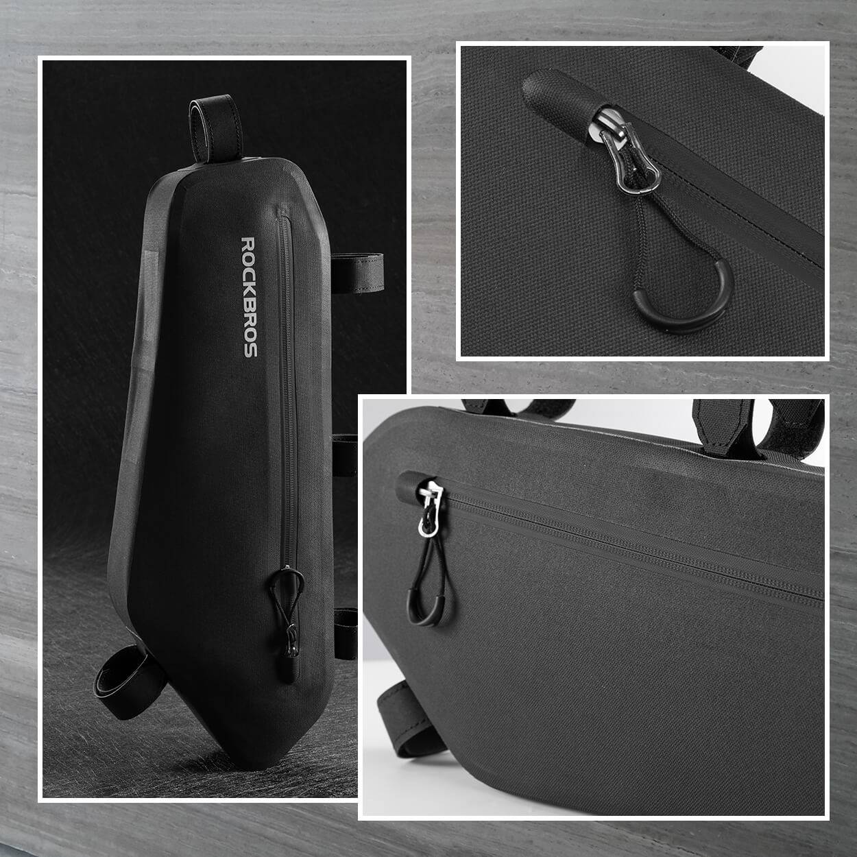 ROCKBROS 4L Wasserabweisend Rahmentasche Dreiecktasche Schwarz